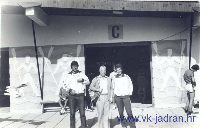 Trener Romano Bajlo, predsjednik Mato Marlais i Branko Grdovic na SP na Bledu 1979.